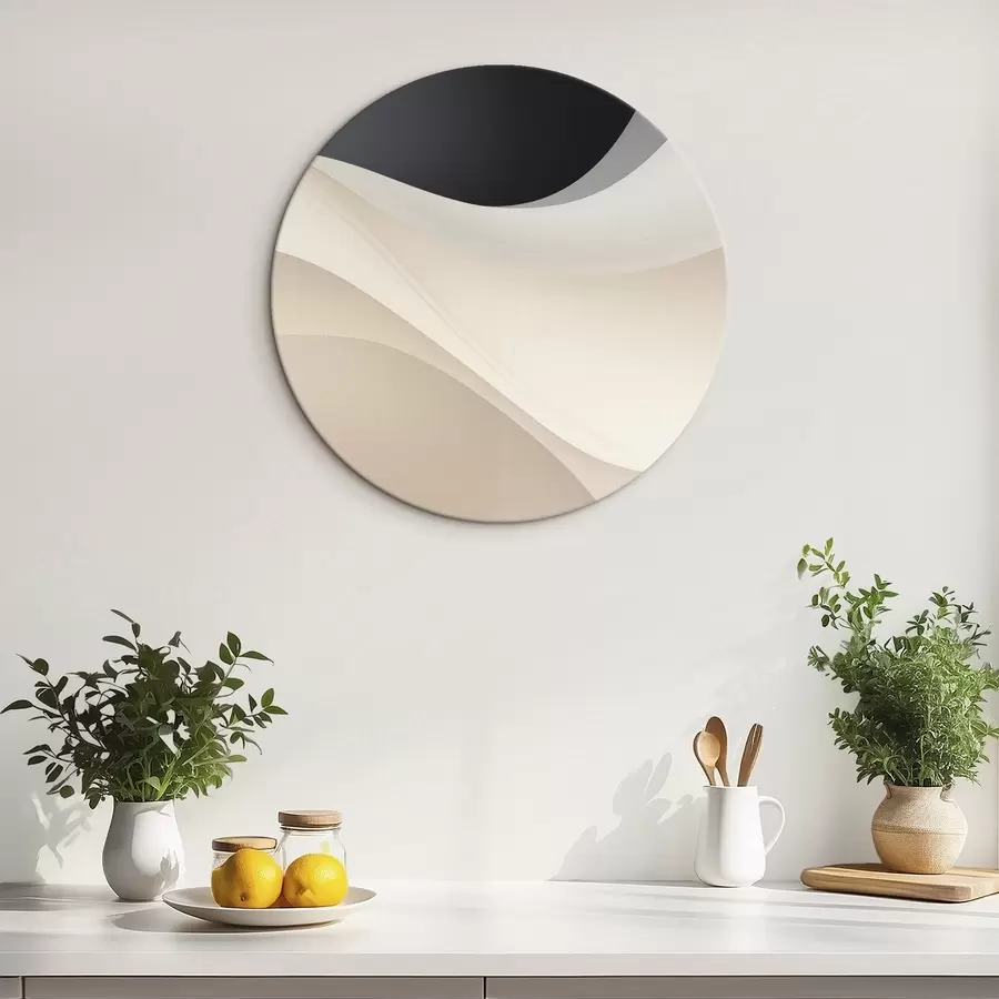 Obraz Warstwowe, płynne krzywizny w kolorze czarnym, kremowym i szarym r46492