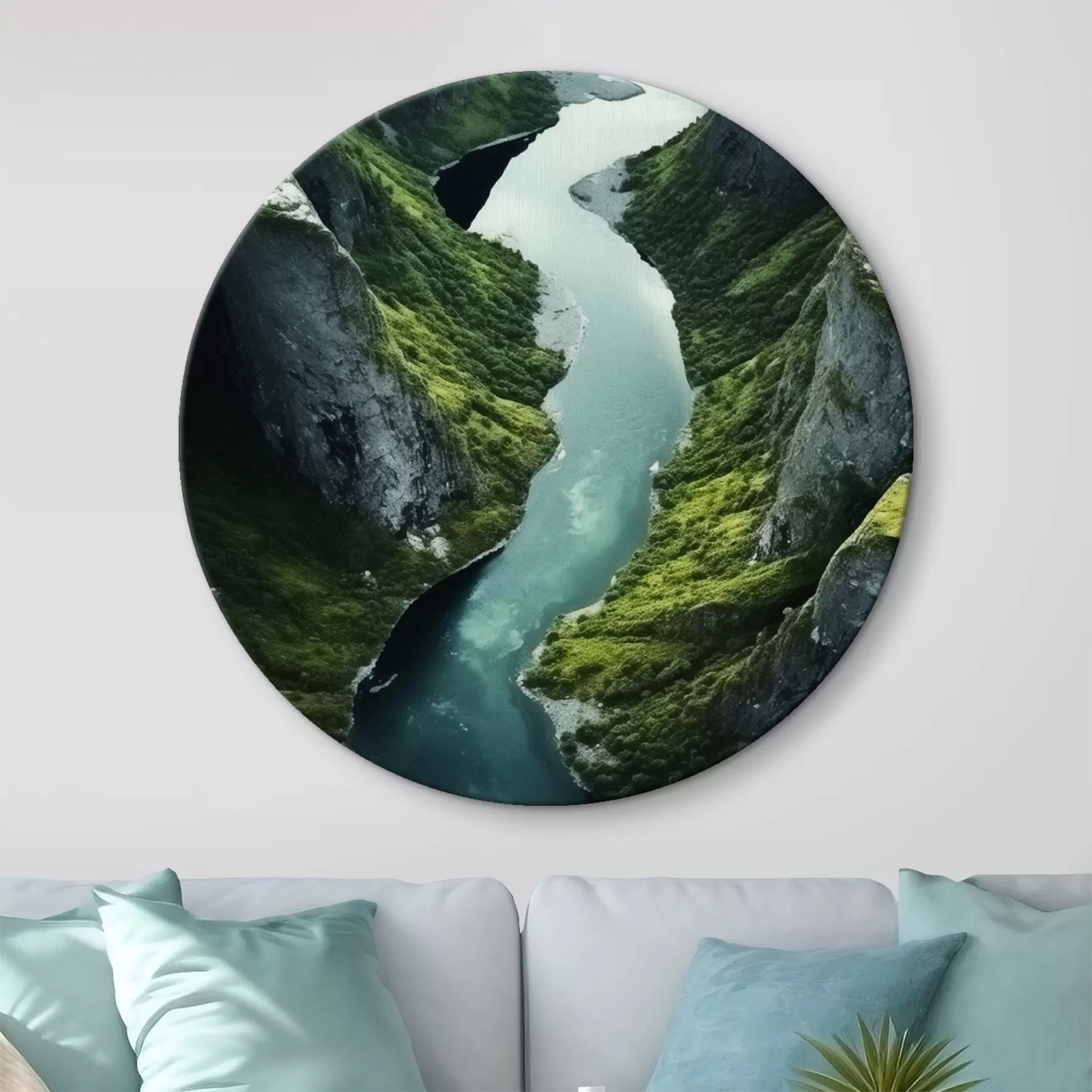 Obraz Meandrująca rzeka między klifami, widok z lotu ptaka r46521