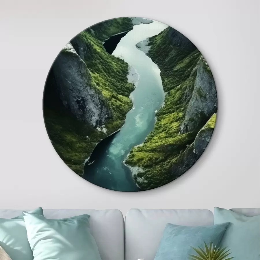 Obraz Meandrująca rzeka między klifami, widok z lotu ptaka r46521