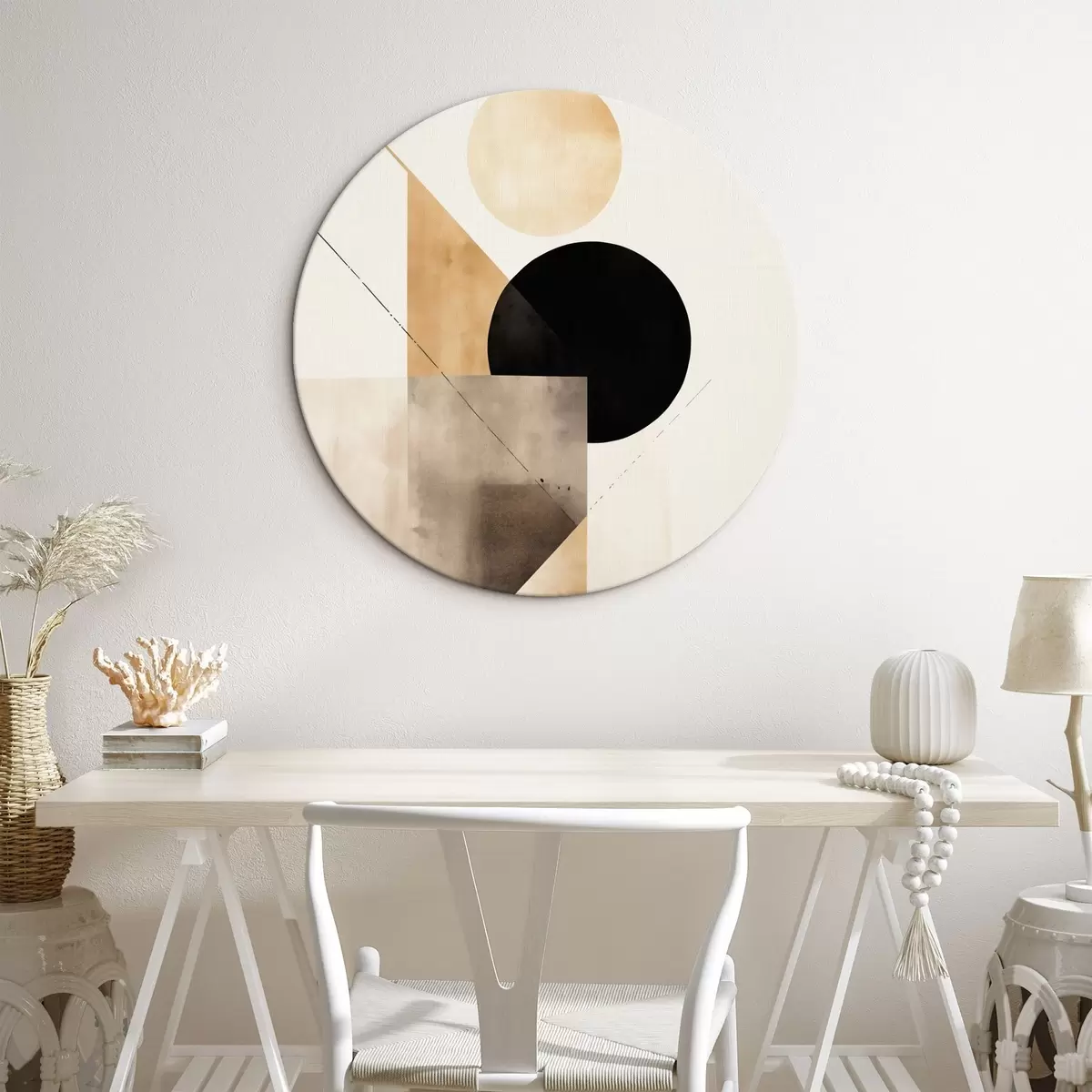 Okrągłe obrazy Minimalistyczna kompozycja: okrąg, trójkąt i płaszczyzny r46532