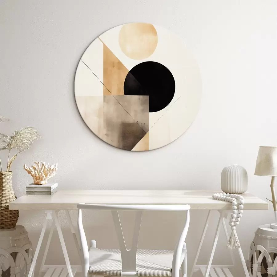 Obraz Minimalistyczna kompozycja: okrąg, trójkąt i płaszczyzny r46532