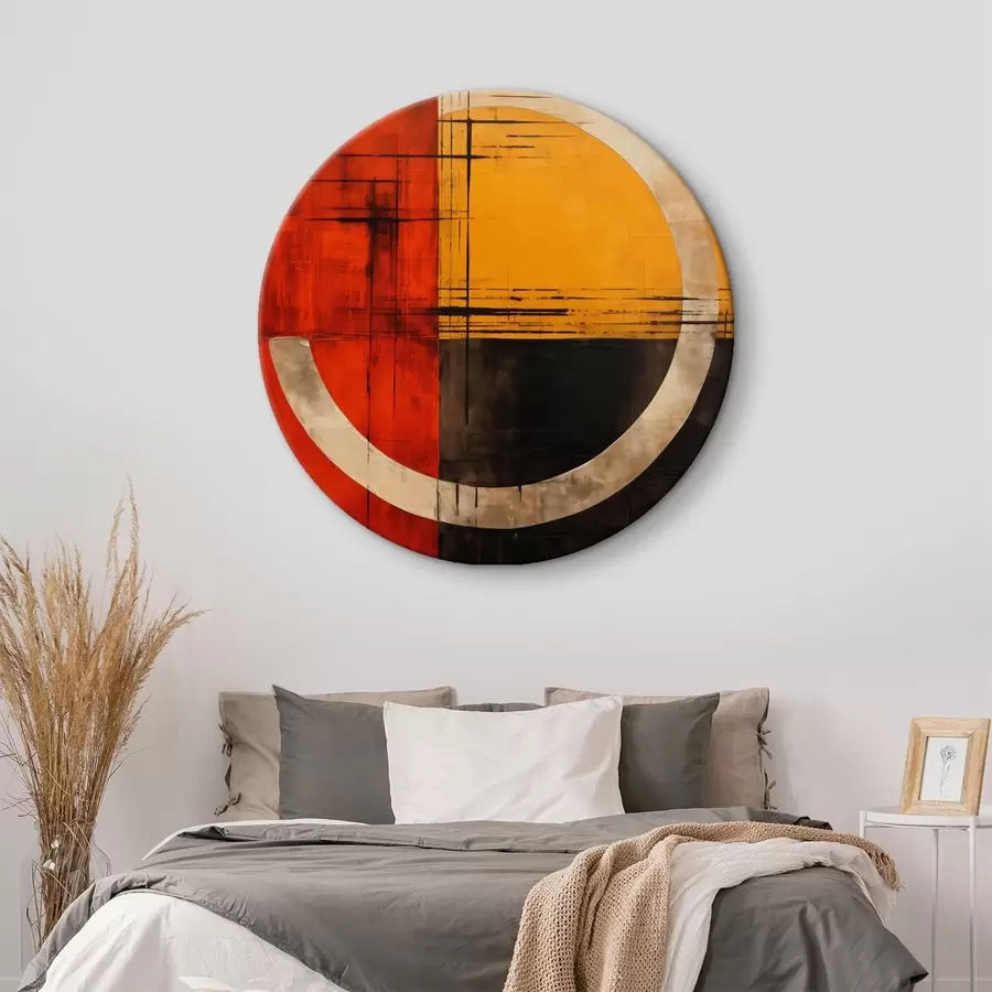 Obraz Abstrakcyjne koło na czerwono-czarnym tle z liniami r46535