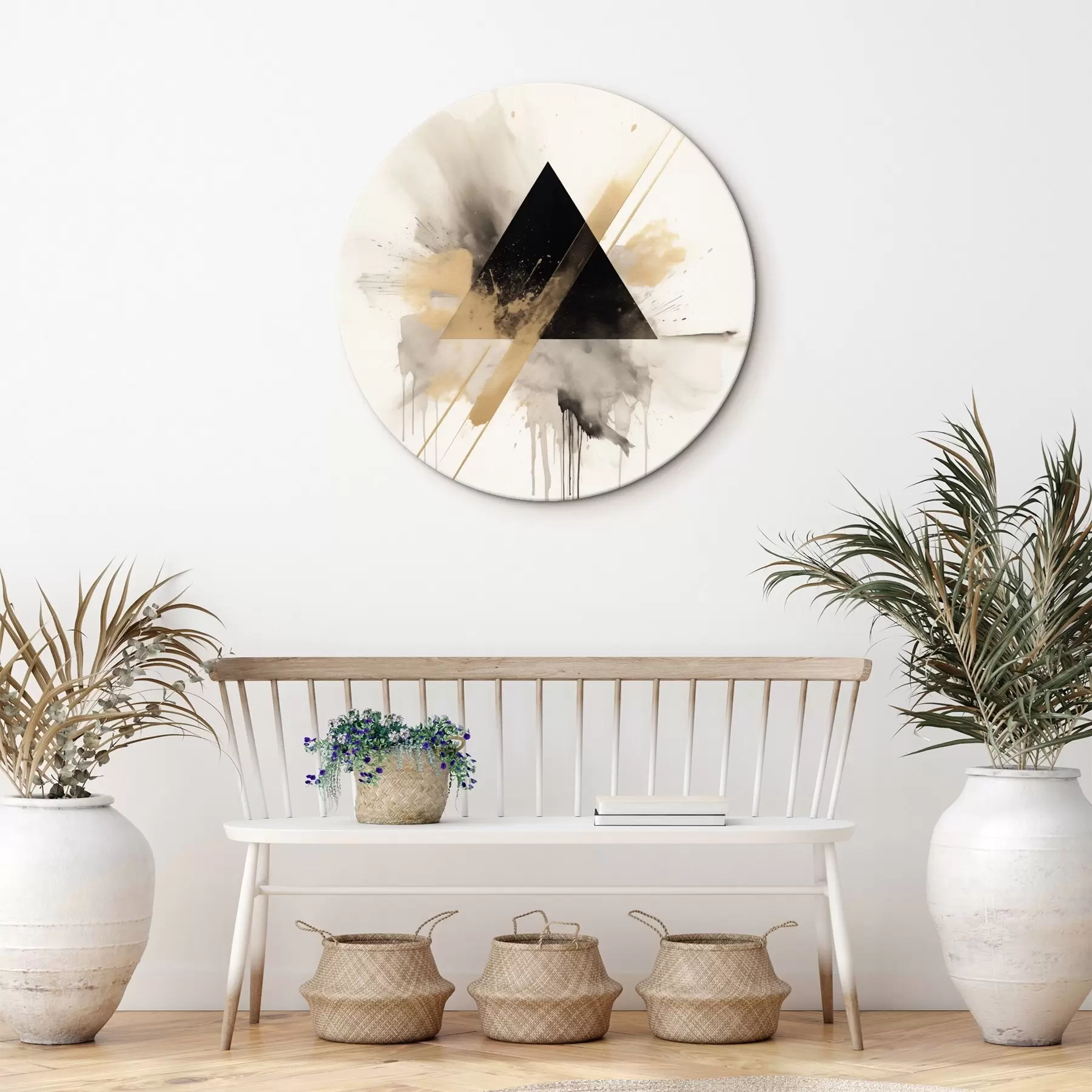 Obraz Geometria: czarny trójkąt z jasnymi plamami i liniami r46540