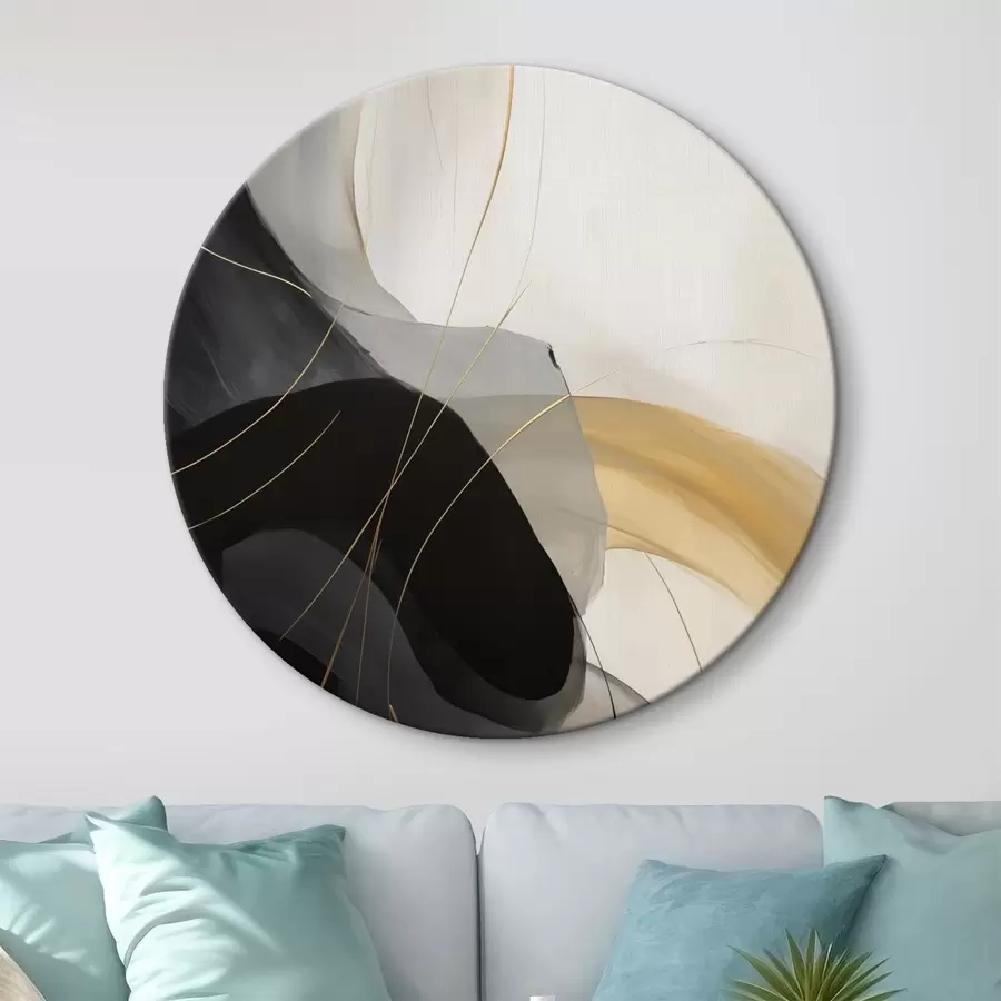 Obraz Delikatne krzywizny w kolorze czarnym i beżowym z ciepłym akcentem r46542