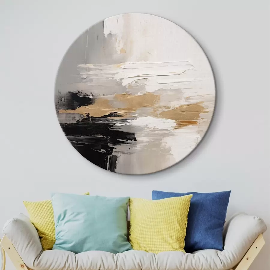 Obraz Pomalowane w odcieniach nude, z kontrastującą czarną i ochrową warstwą r46544