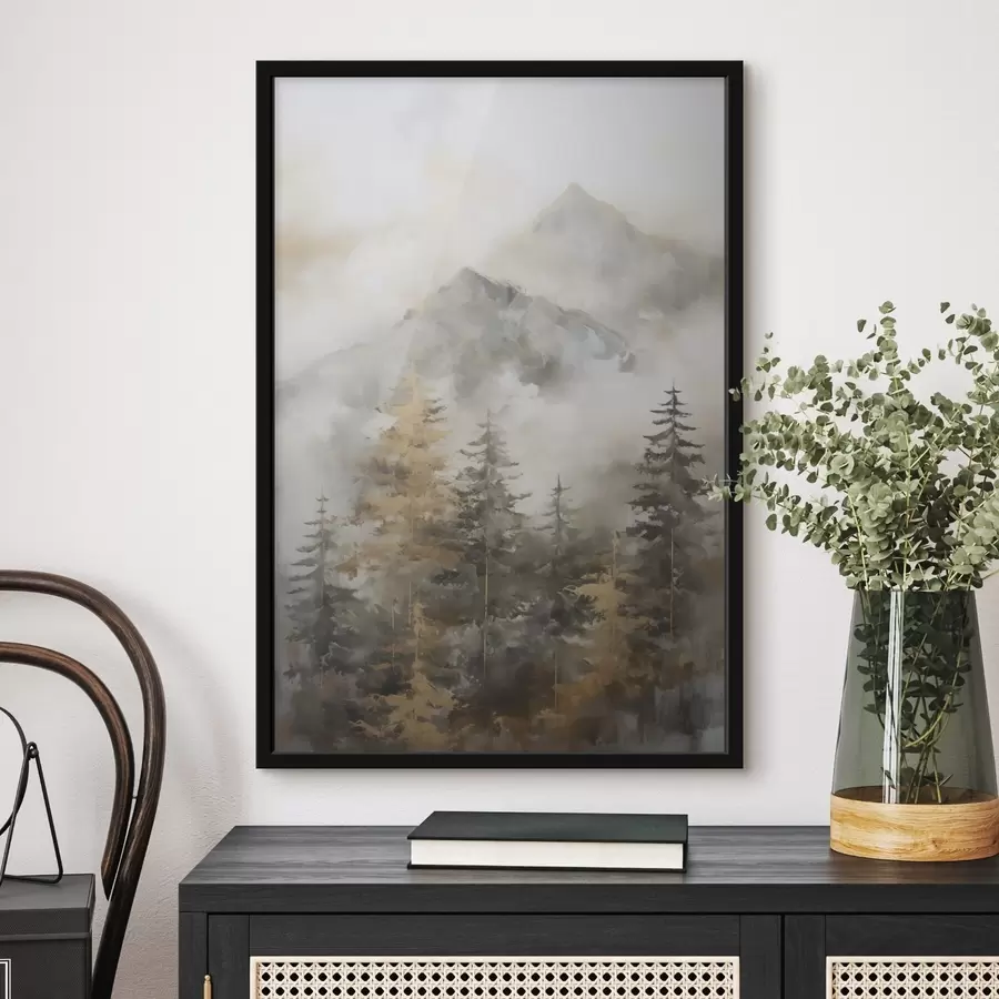 Fototapeta Las na tle gór imitacja obrazu f46670