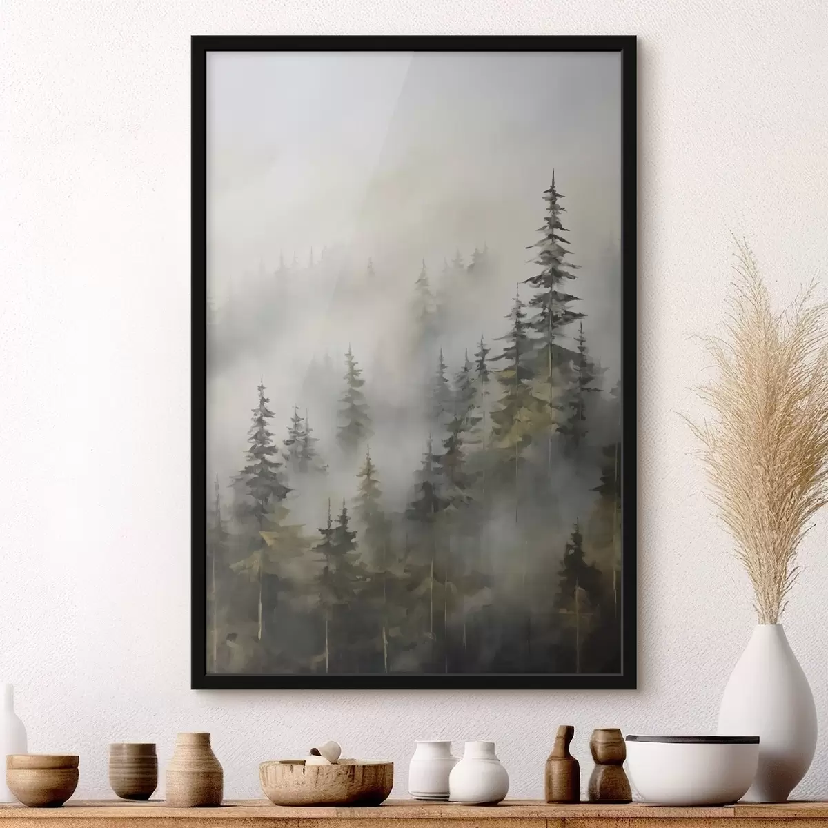 Plakat Las we mgle imitacja obrazu f46671