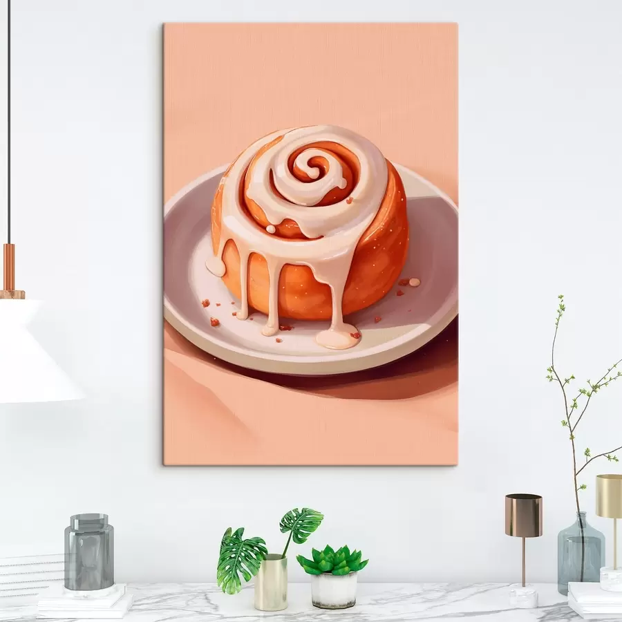 Obraz Bułka cynamonowa z kremowym lukrem s46624