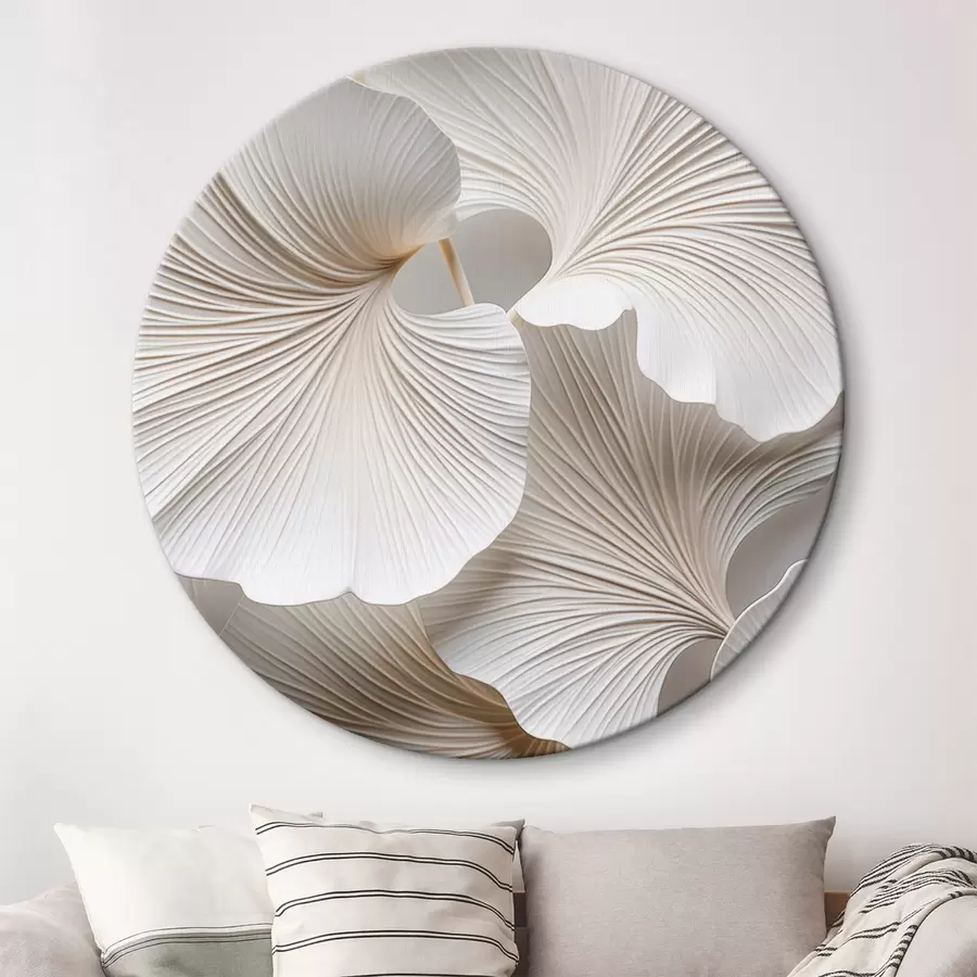 Obraz Białe liście miłorzębu japońskiego z wyraźnymi żyłkami, delikatnym oświetleniem, eleganckim i minimalistycznym wzorem. r46705