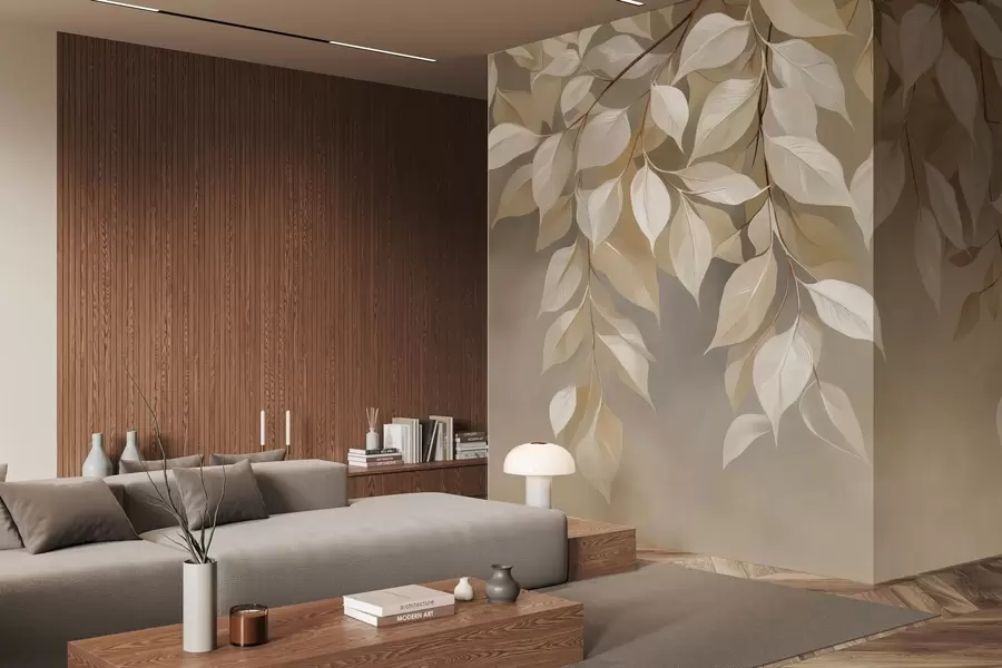 Fototapeta Gałązka trybuli z liśćmi w04899