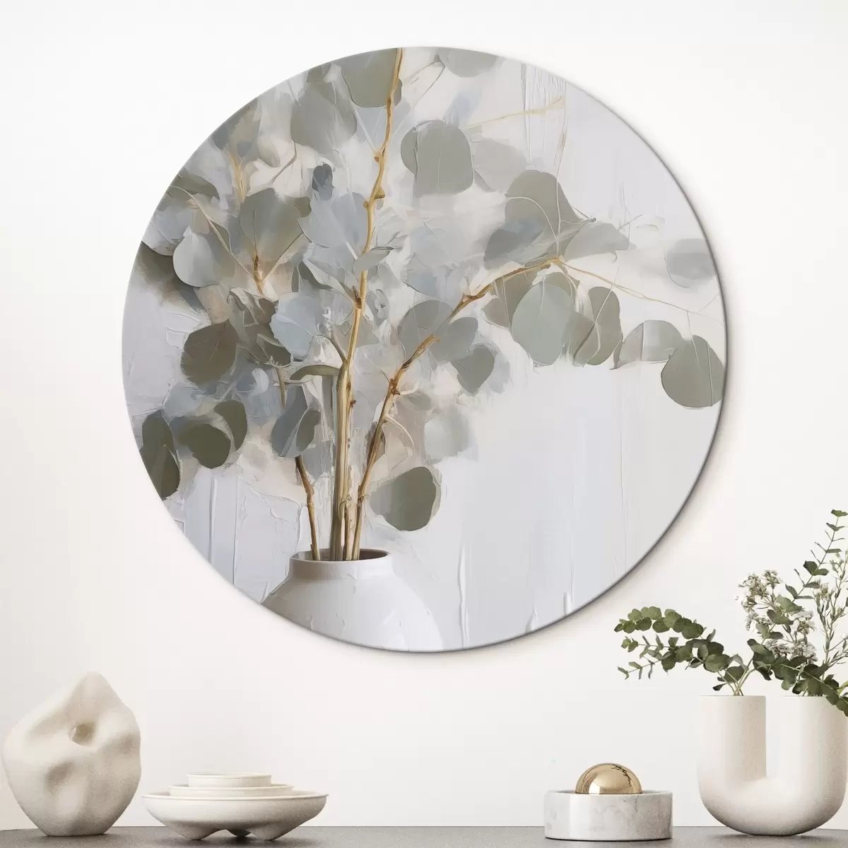 Okrągłe obrazy Gałązki w wazonie – imitacja obrazu r46719