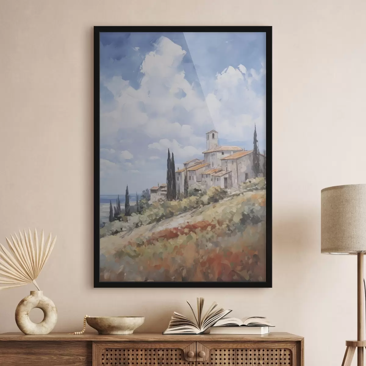 Plakat Imitacja malarstwa przedstawiającego wiejski krajobraz f46716