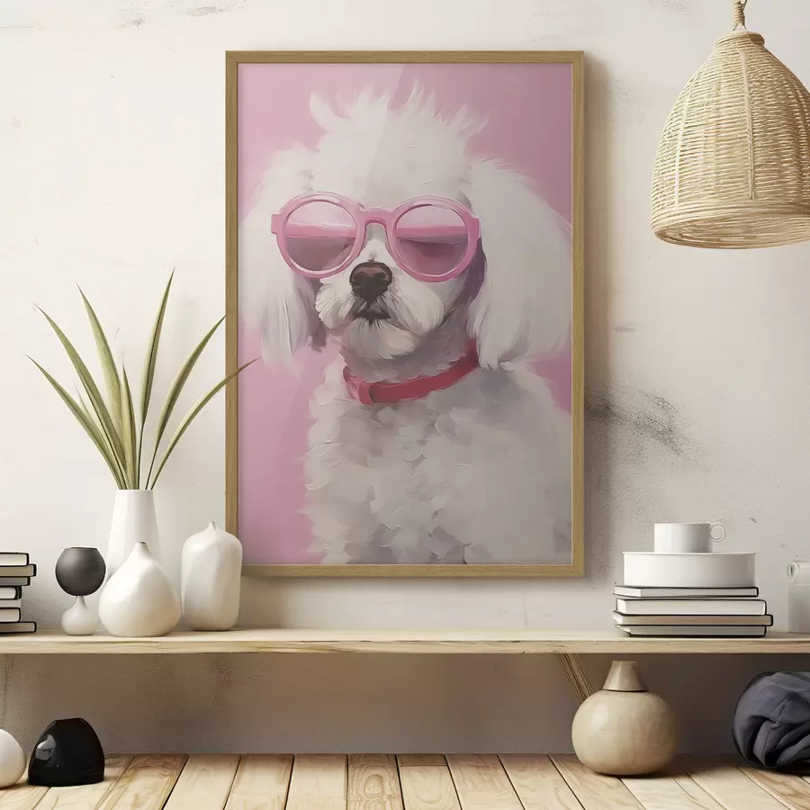 Fototapeta Mały pies w okularach jest imitacją obrazu f46722