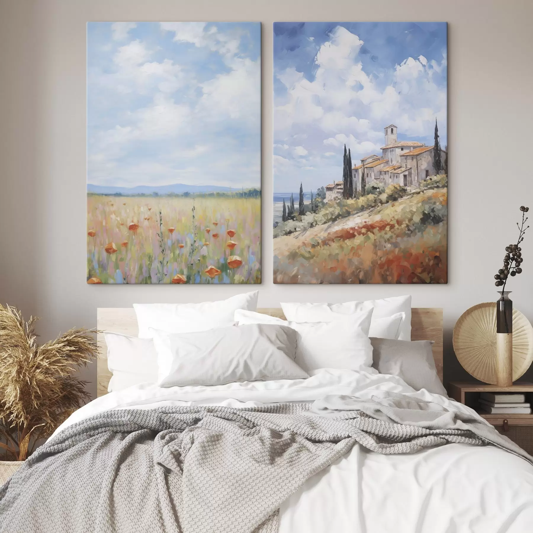 Obraz Imitacja malarstwa przedstawiającego wiejski krajobraz m01018