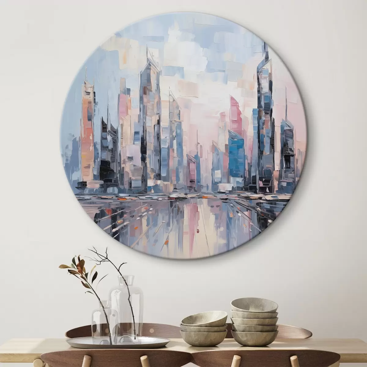 Okrągłe obrazy Abstrakcyjna imitacja malarstwa miejskiego r46752