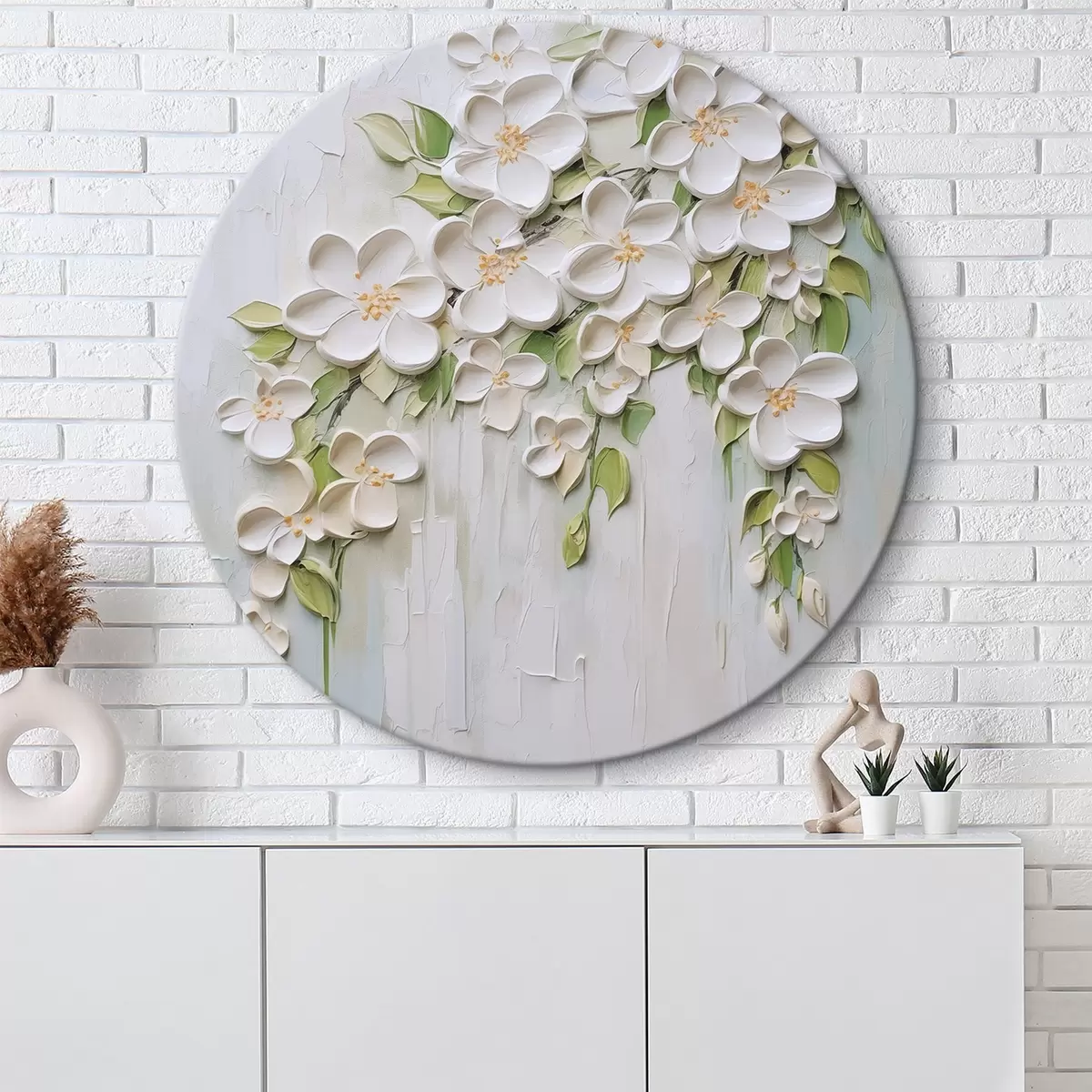 Okrągłe obrazy Abstrakcyjne kwiaty imitujące malarstwo r46755