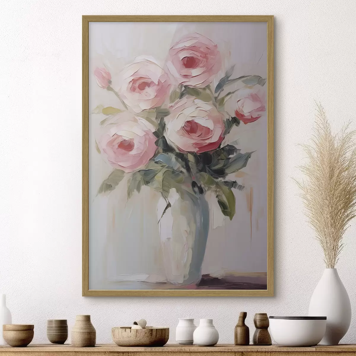 Plakat Róże w wazonie, imitacja obrazu f46742