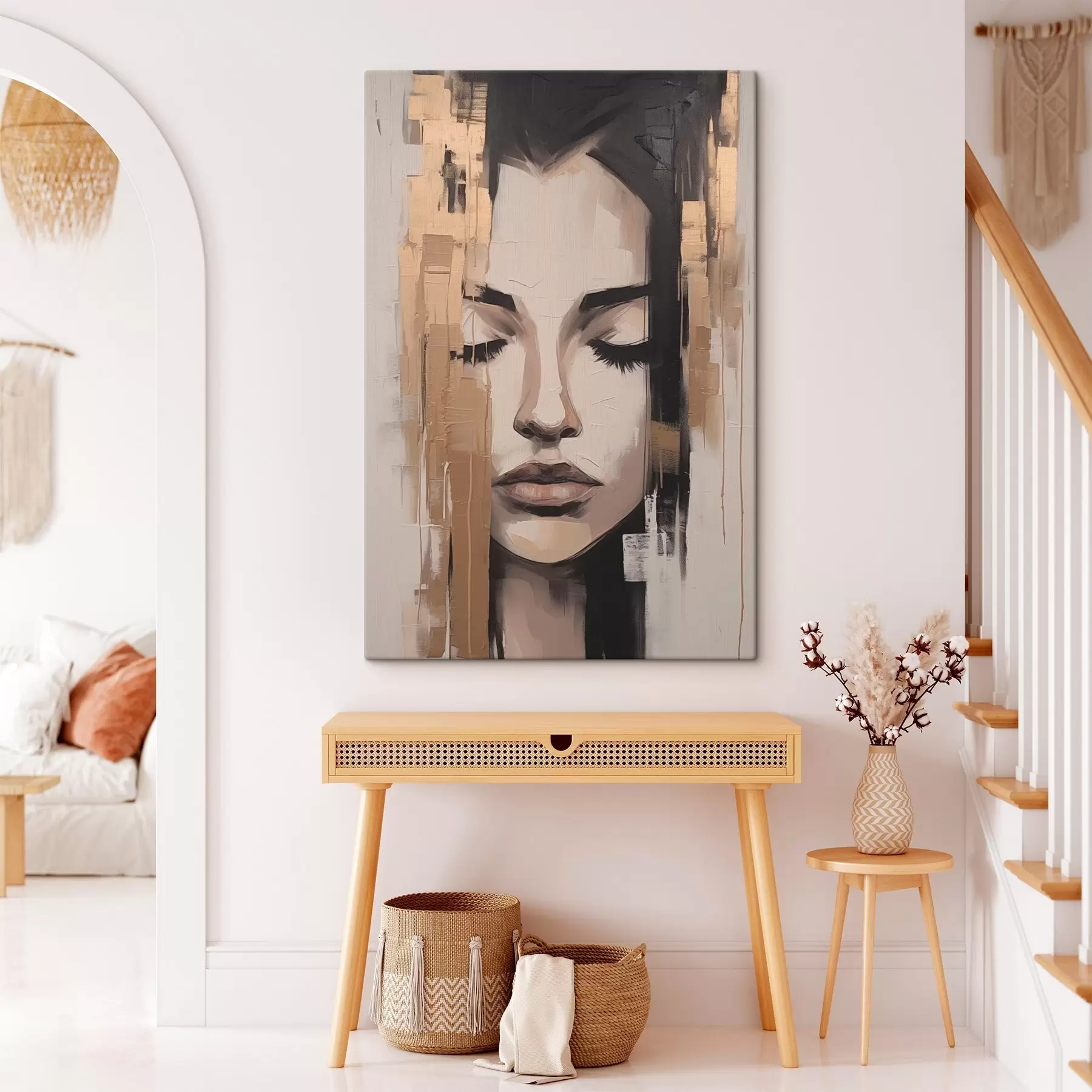 Obraz Portret kobiety. Abstrakcyjne pociągnięcia pędzla s46733