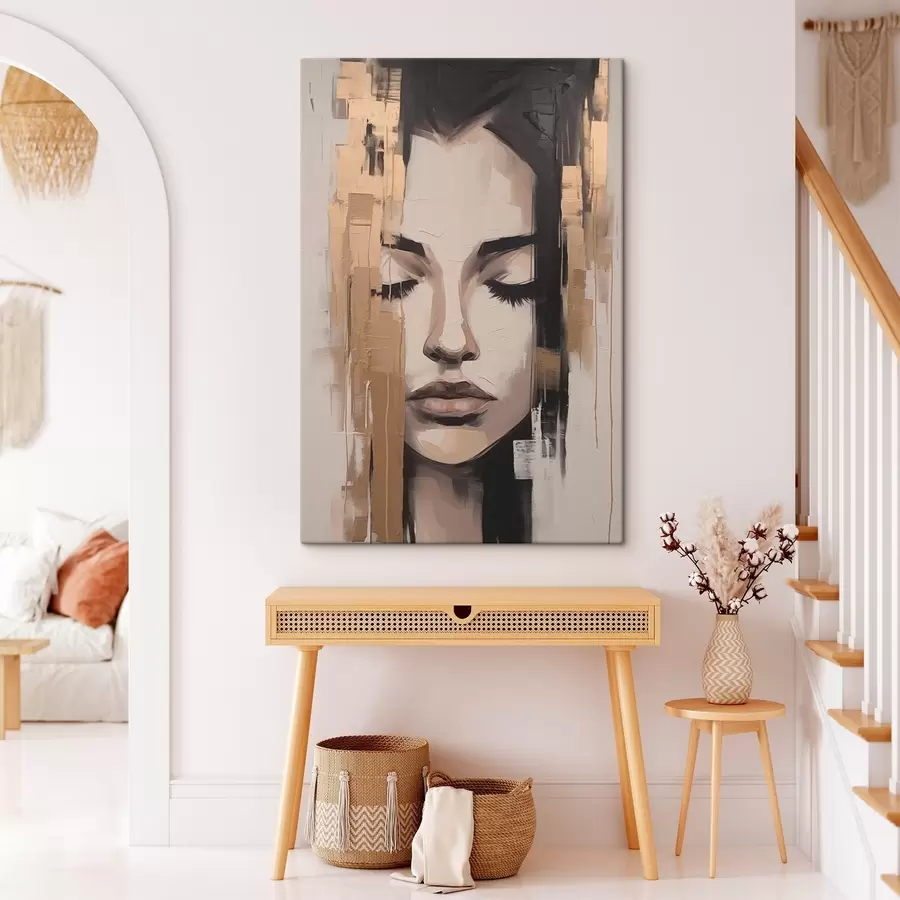 Obraz Portret kobiety. Abstrakcyjne pociągnięcia pędzla s46733