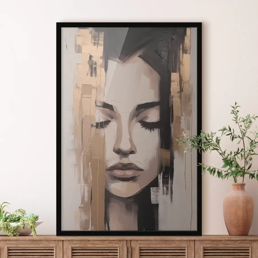 Fototapeta Portret kobiety. Abstrakcyjne pociągnięcia pędzla f46733