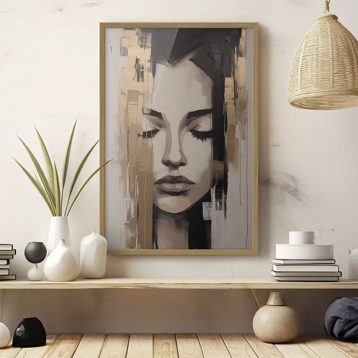 Plakat Portret kobiety. Abstrakcyjne pociągnięcia pędzla f46733