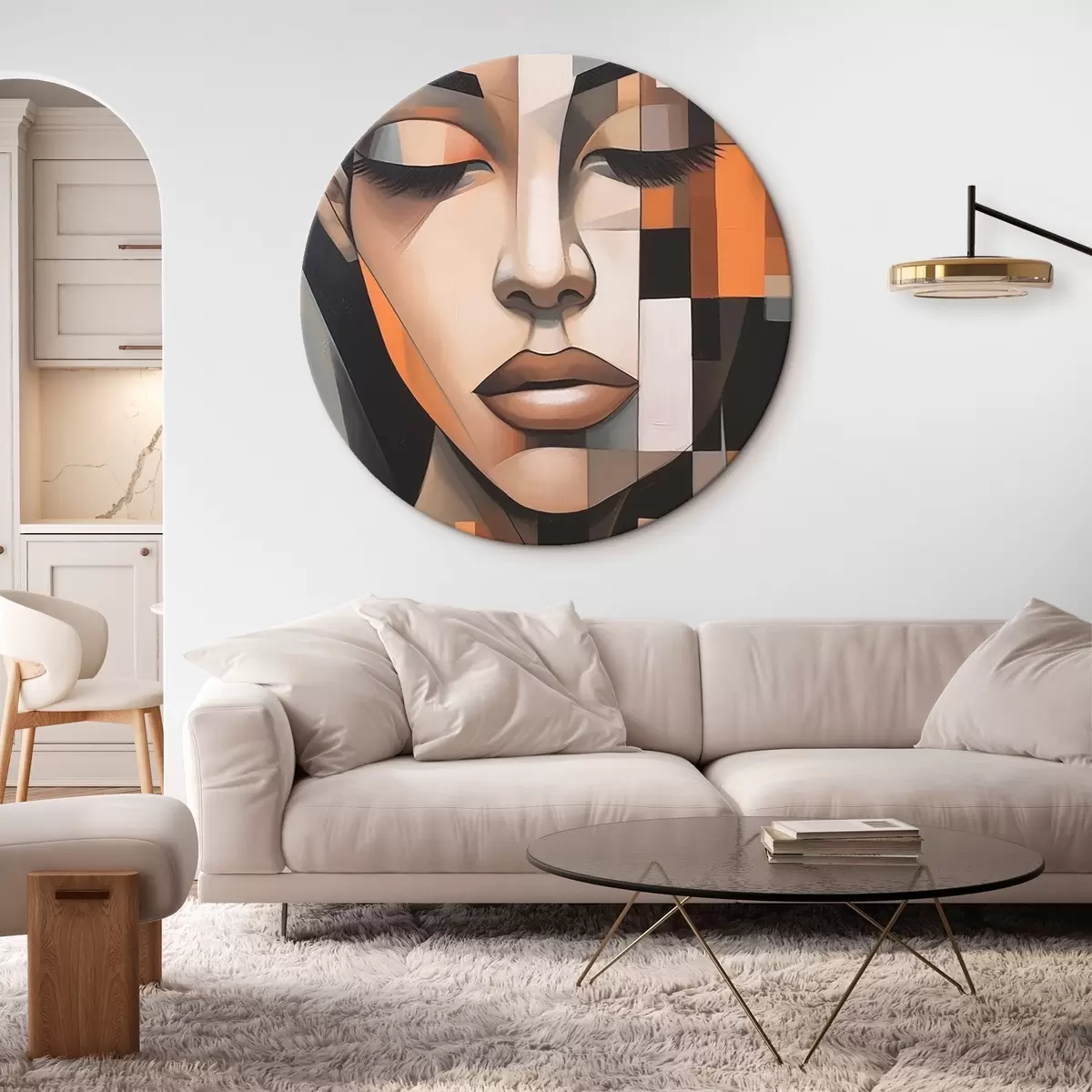 Okrągłe obrazy Kubistyczny portret kobiety r46731