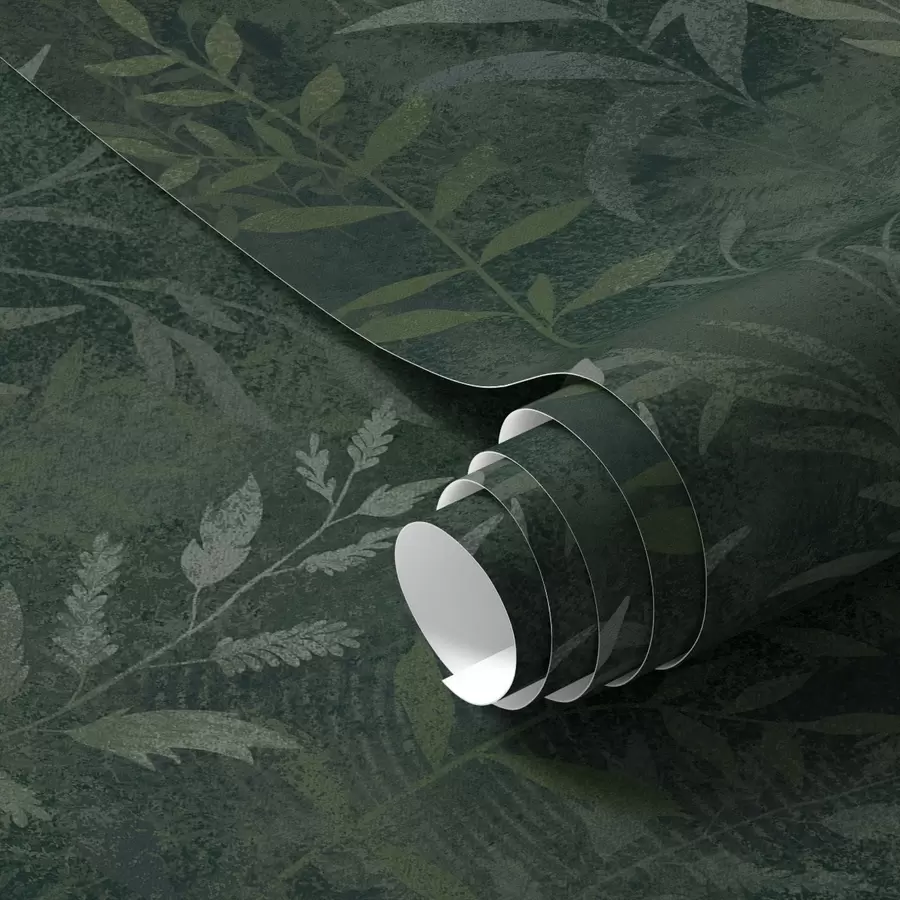 Fototapeta Ciemnozielone tło z półprzezroczystymi gałęziami liści a00888