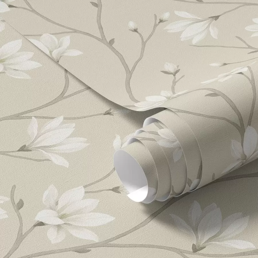 Fototapeta Jasne magnolie na smukłych beżowych gałęziach a00890