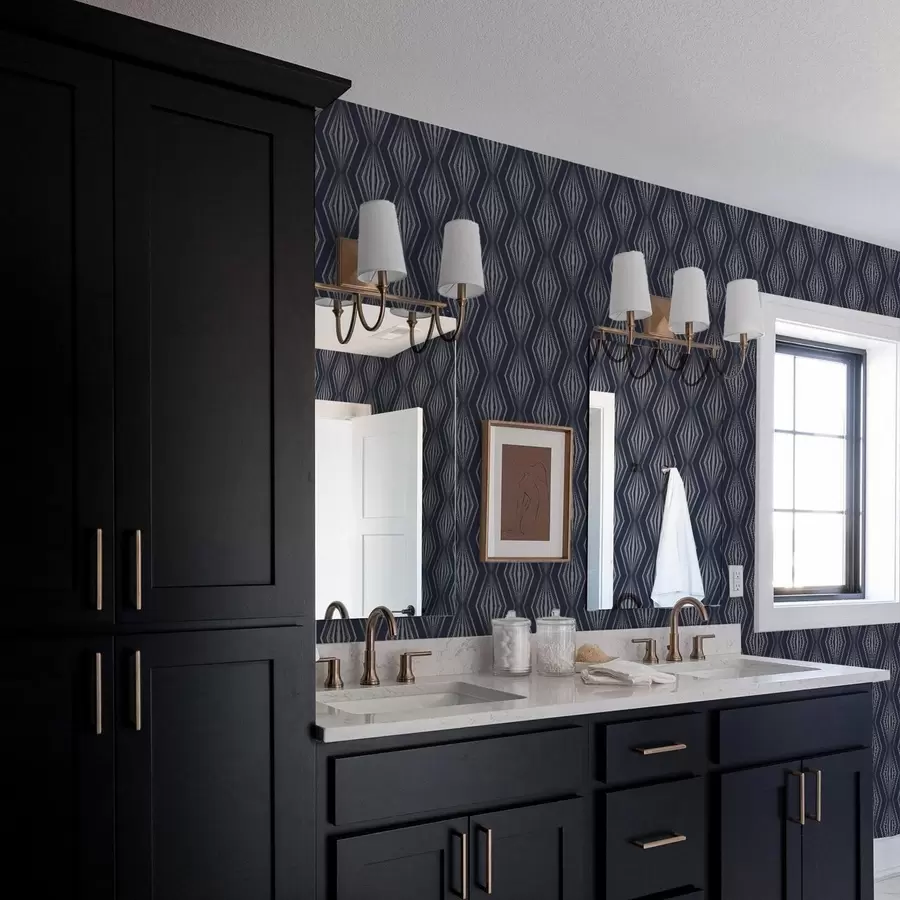 Fototapeta Geometryczne romby przypominające promienie na ciemnoniebieskim tle a00925