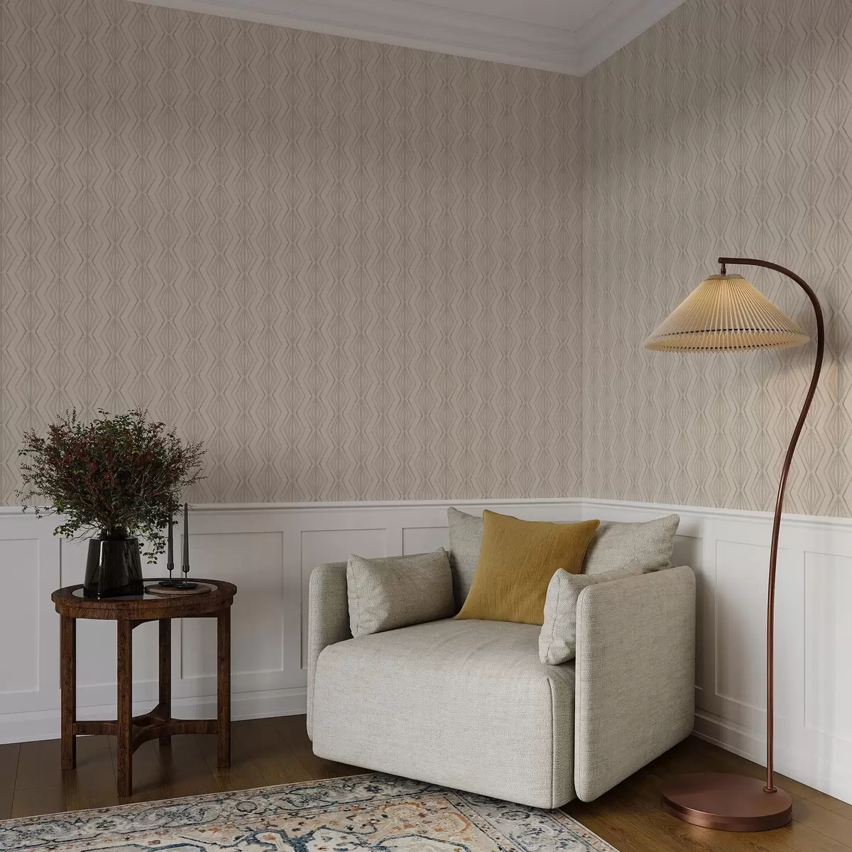 Tapeta Lekka ozdoba z diamentów w spokojnych odcieniach beżu a00925v2