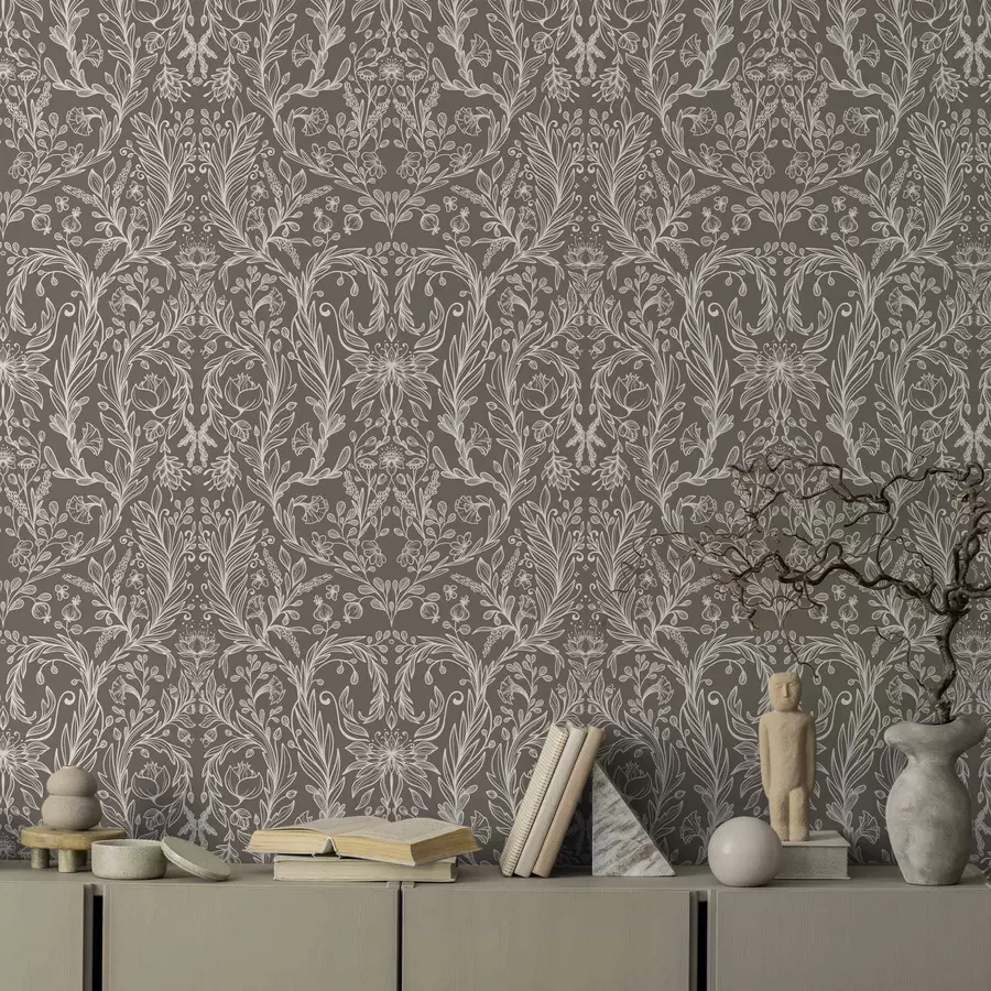 Fototapeta Monochromatyczny wzór roślinny na ciepłym brązie a00929v2