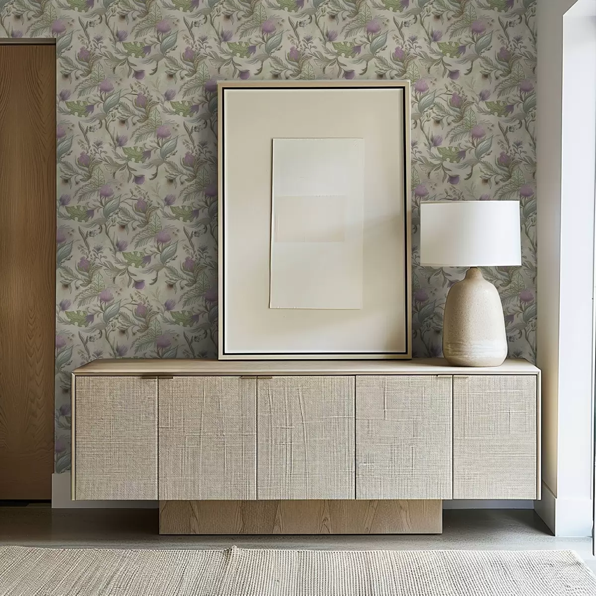 Tapeta Pąki bzu i delikatna zieleń na kremowym tle a00930v2