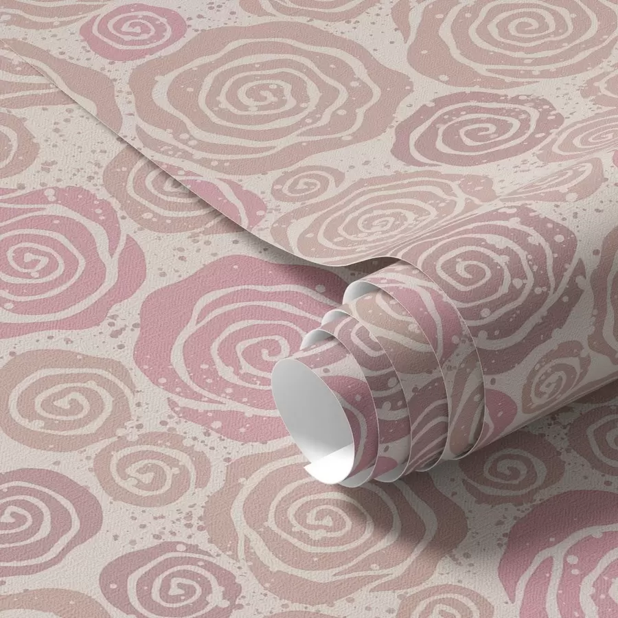 Fototapeta Spiralne różowe róże i plamy na jasnym tle a00955