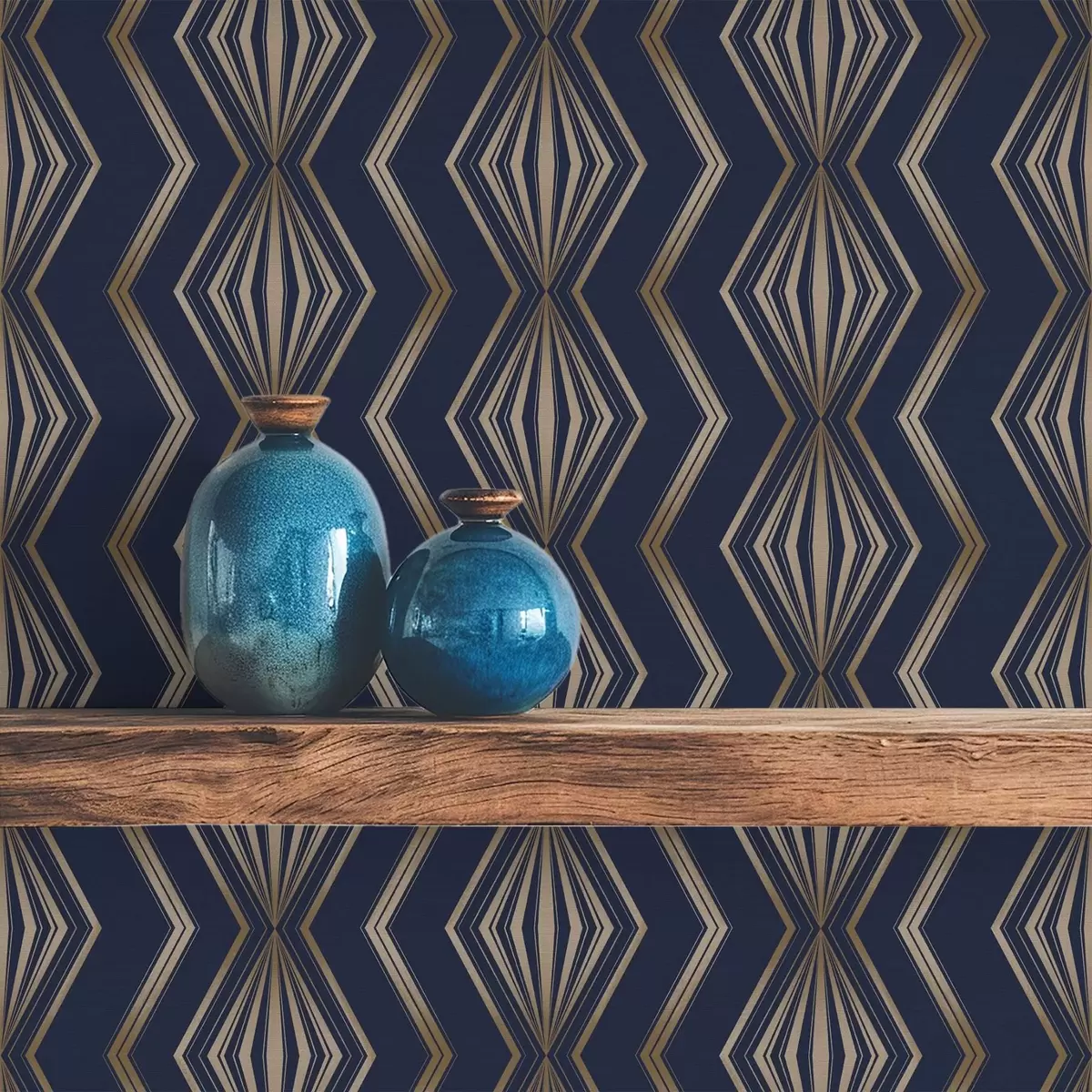 Tapeta Ciemnoniebieski geometryczny wzór w romby a00973