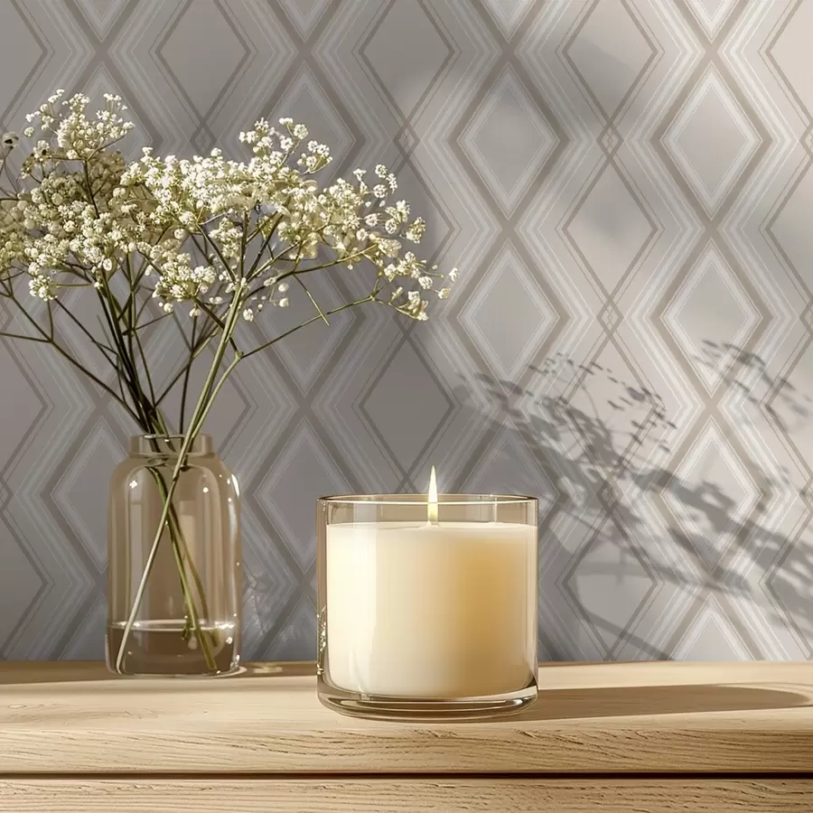 Fototapeta Jasnobeżowe tło z wielowarstwową siatką rombową a00975v2