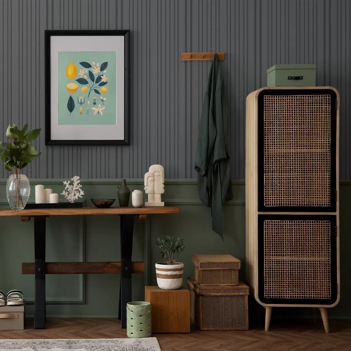 Tapeta Ciemnoszare tło z pionowymi paskami o fakturze a00979v1