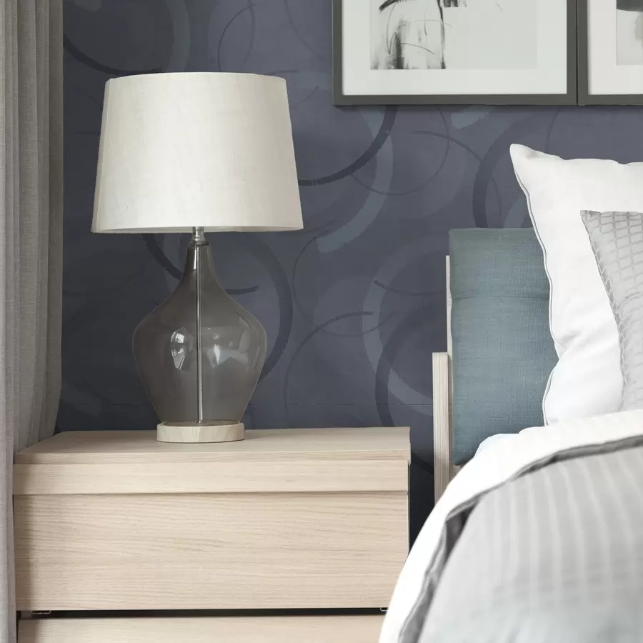 Fototapeta Półkola i delikatne okręgi w chłodnej szaro-niebieskiej palecie barw a00980