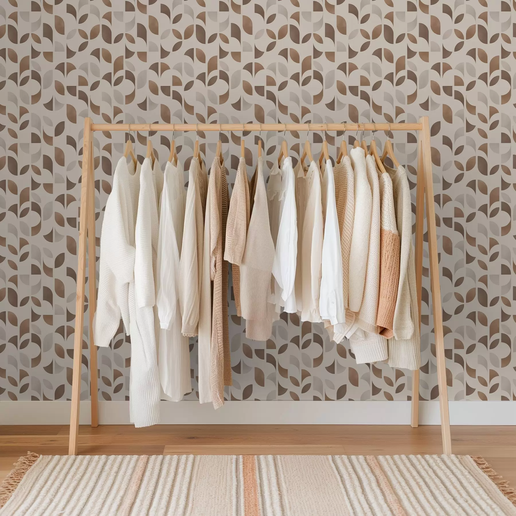 Fototapeta Rytm półkoli i liści w ciepłych odcieniach karmelowego brązu a00986v1