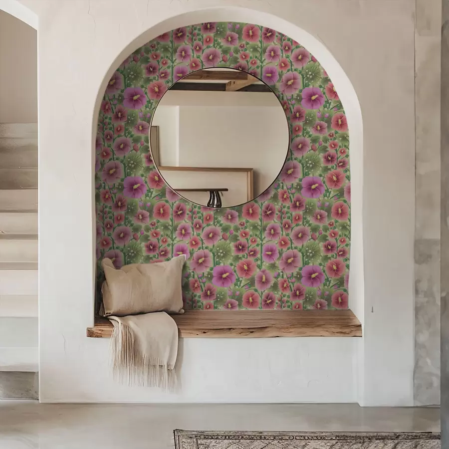 Fototapeta Duże kwiaty i liście hibiskusa na ciemnozielonym tle a00993