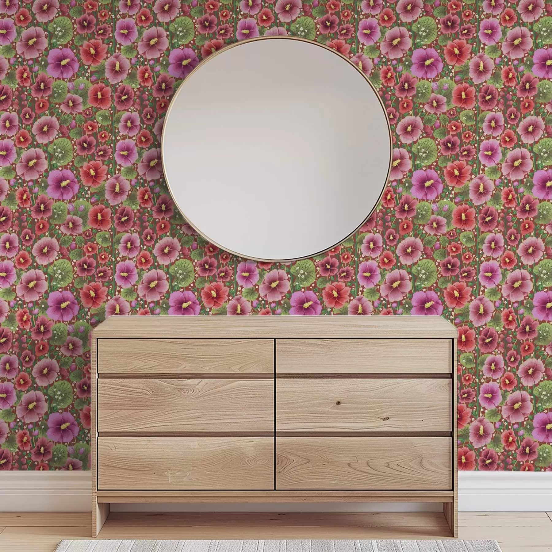 Fototapeta Kwitnący hibiskus na ciepłym brązowo-czerwonym tle a00993v1