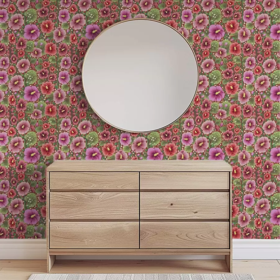 Fototapeta Kwitnący hibiskus na ciepłym brązowo-czerwonym tle a00993v1