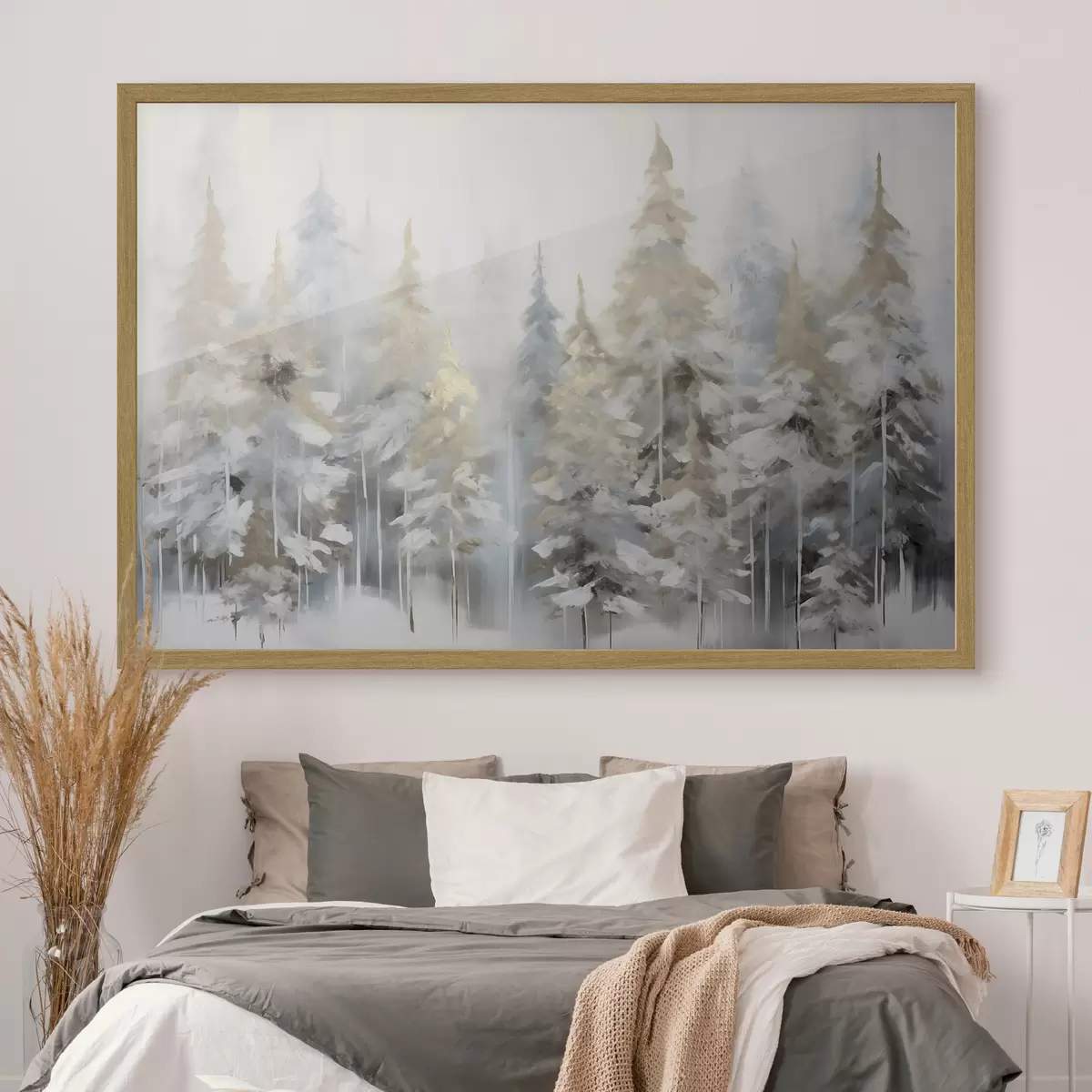 Plakat Obraz imitujący zimowy las f46762
