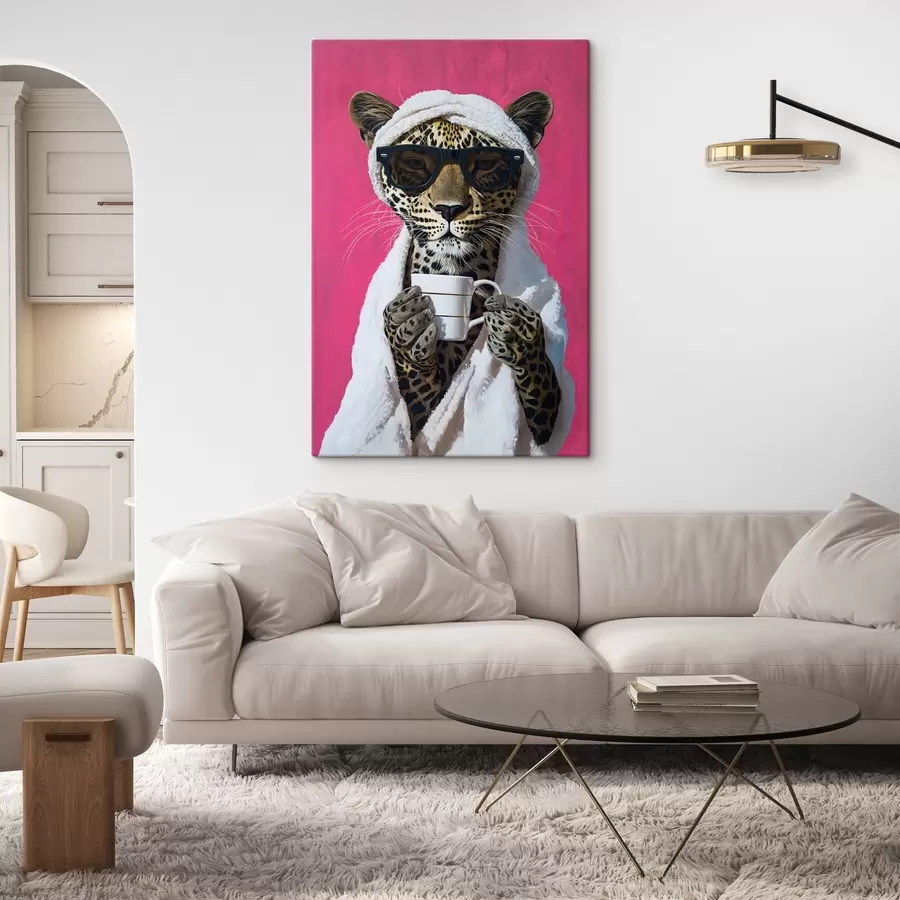 Obraz Gepard z kawą s46791