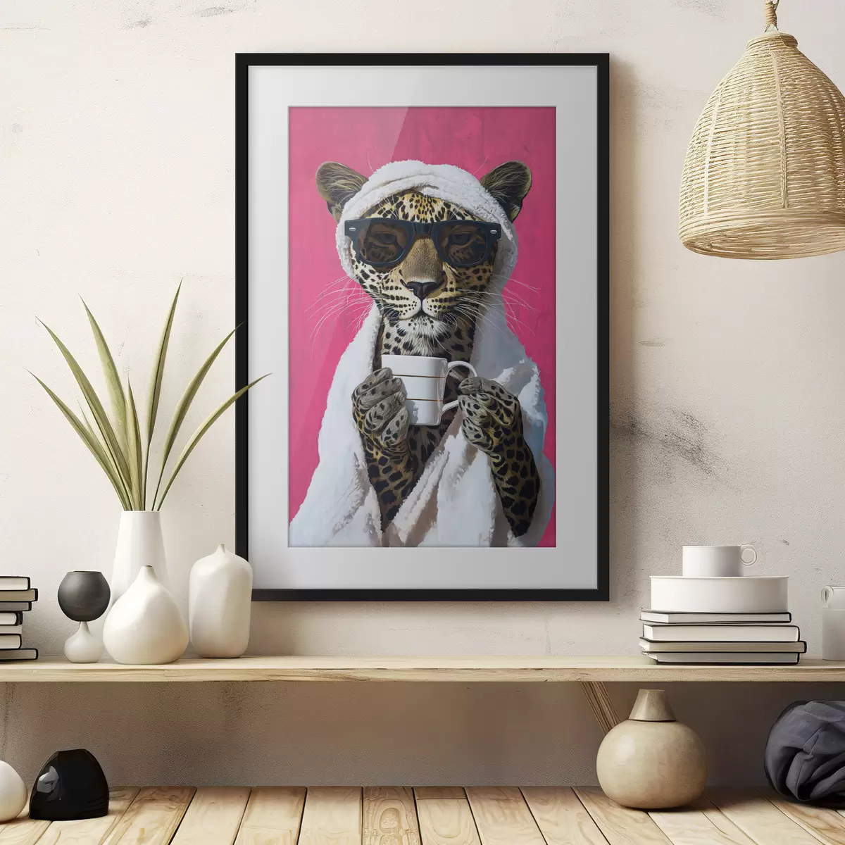 Plakat Gepard z kawą f46791