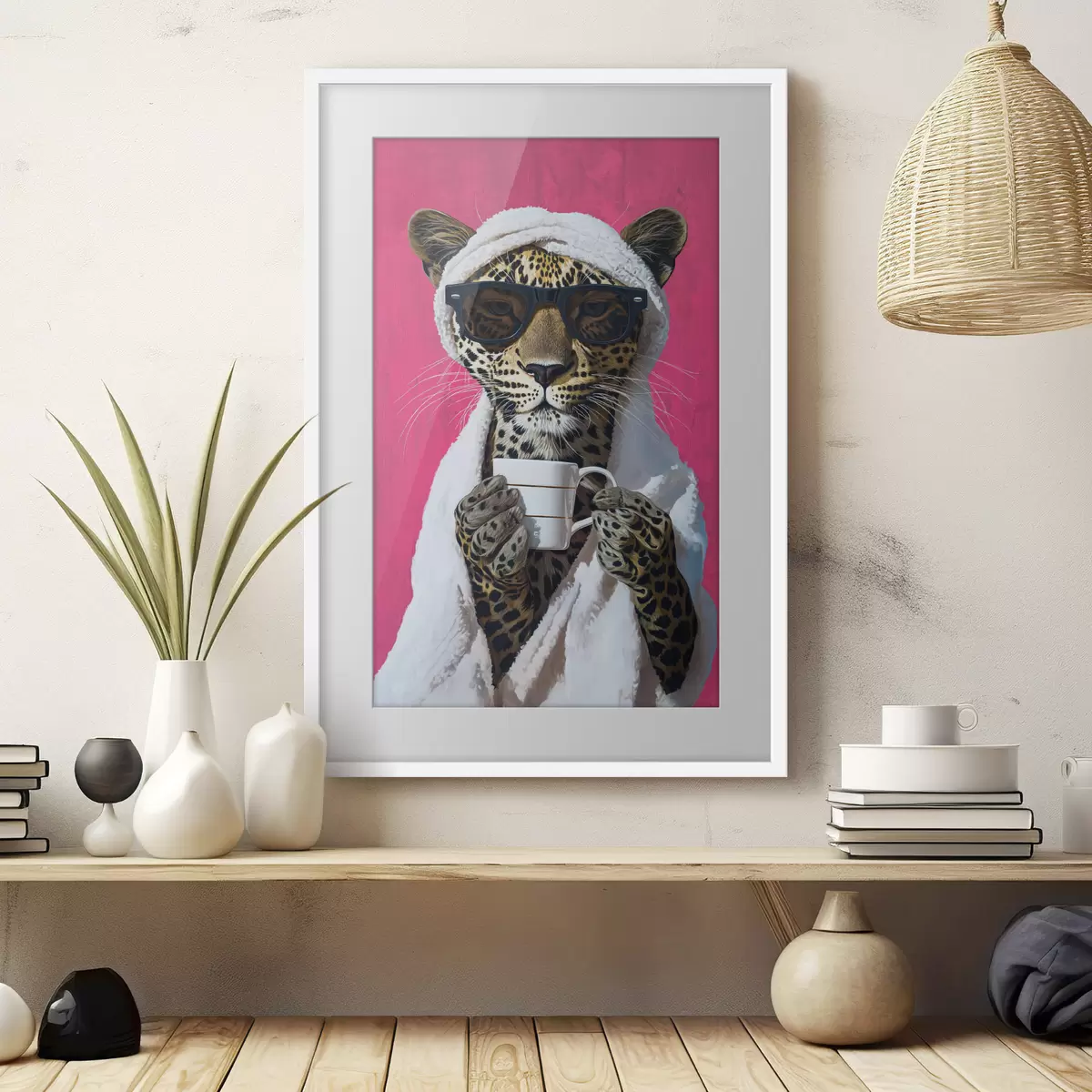 Plakat Gepard z kawą f46791