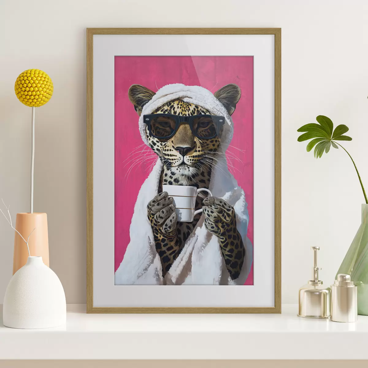 Plakat Gepard z kawą f46791