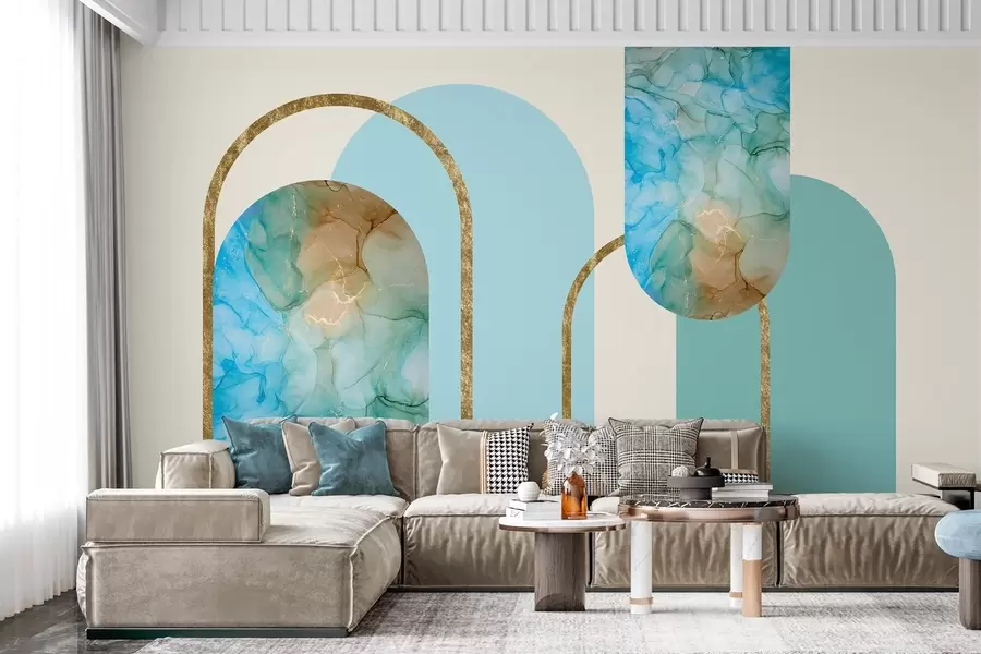 Fototapeta eleganckie łuki z imitacją marmuru w stylu art deco w04879