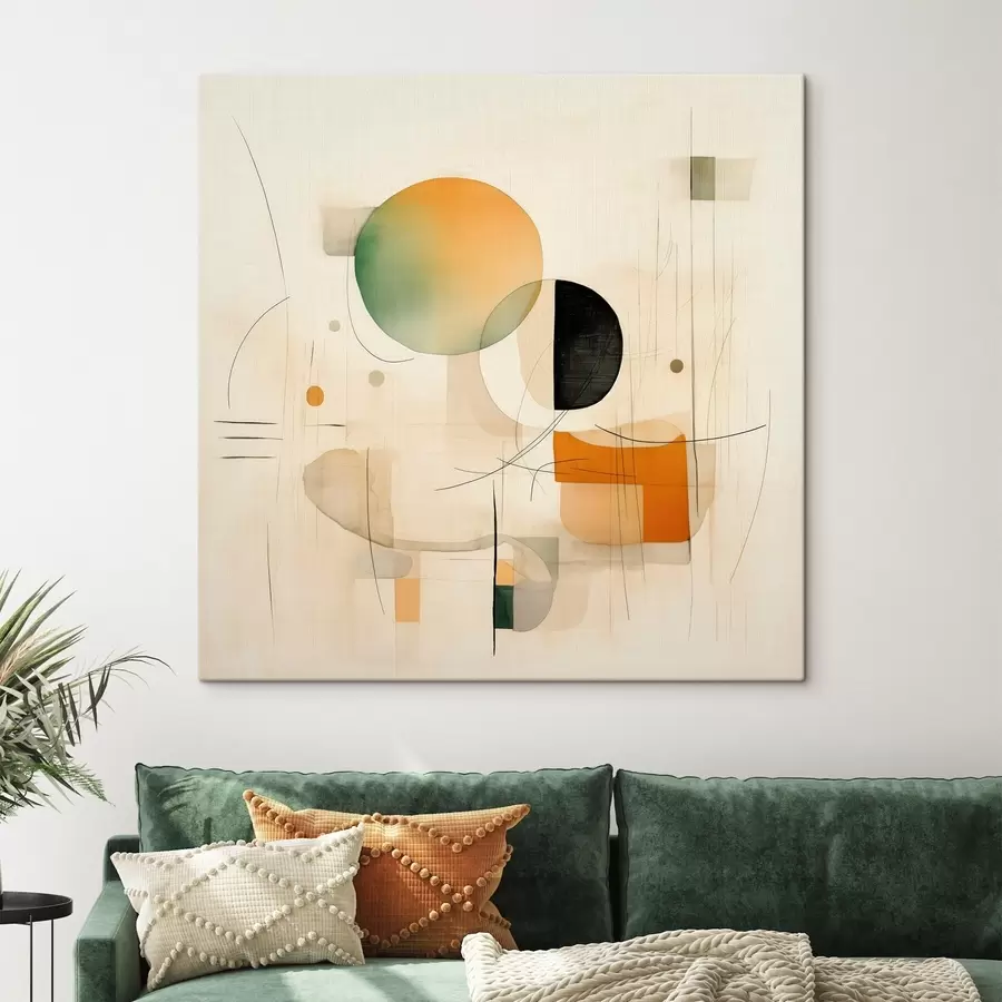 Obraz Geometryczne akcenty w delikatnej palecie barw w nowoczesnym, minimalistycznym stylu s46640