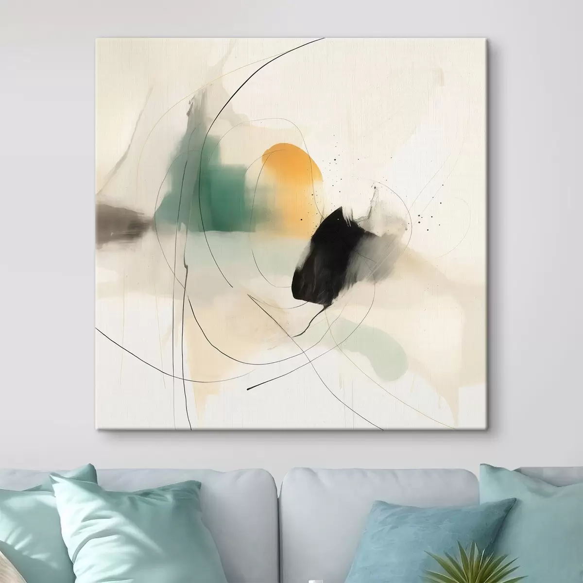 Obraz Delikatna dynamika kolorów i linii w zwiewnym, abstrakcyjnym stylu s46641