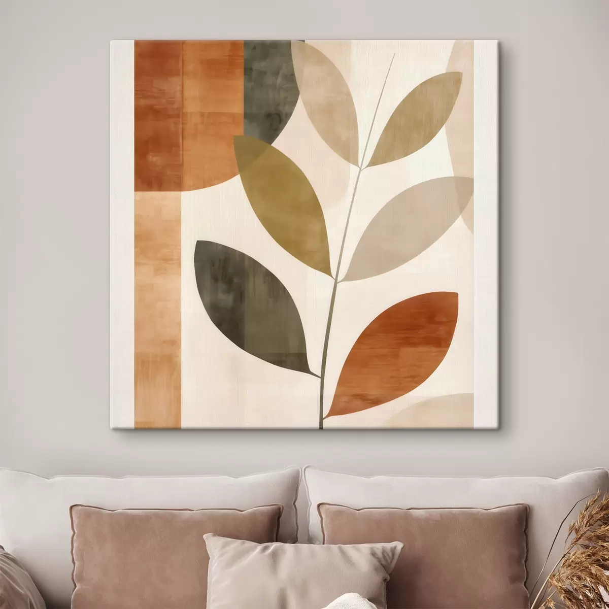 Obraz Ciepła kompozycja liści w lirycznym, minimalistycznym stylu s46646